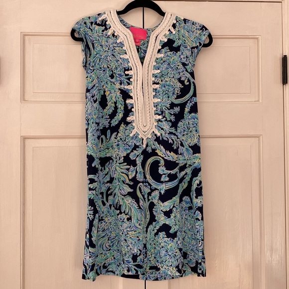 Lilly Pulitzer Madia Tunic Dress High Tide Navy Scuba Doo White Green Size XXS - Picture 9 of 17